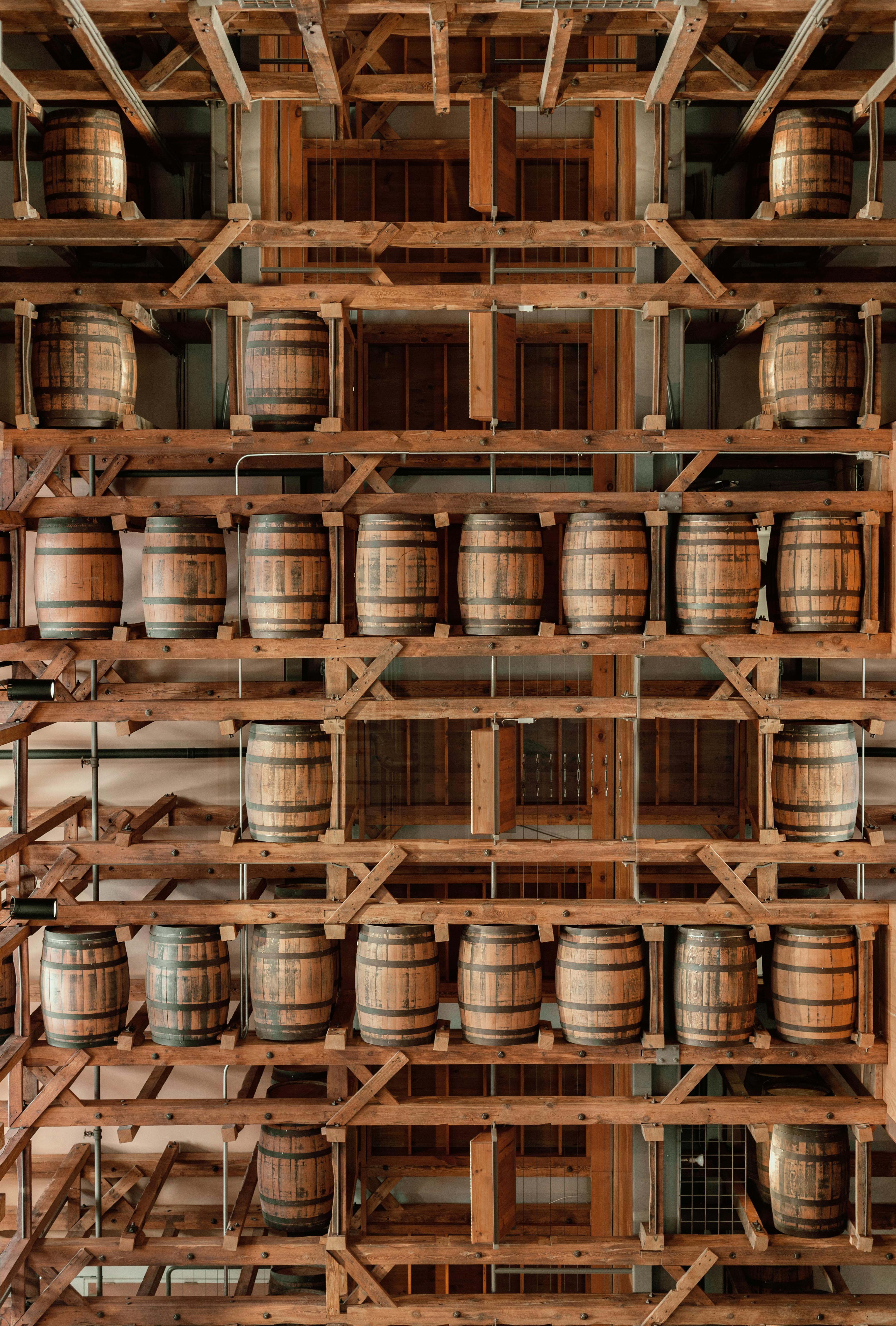Scotch whisky casks in a bonded warehouse